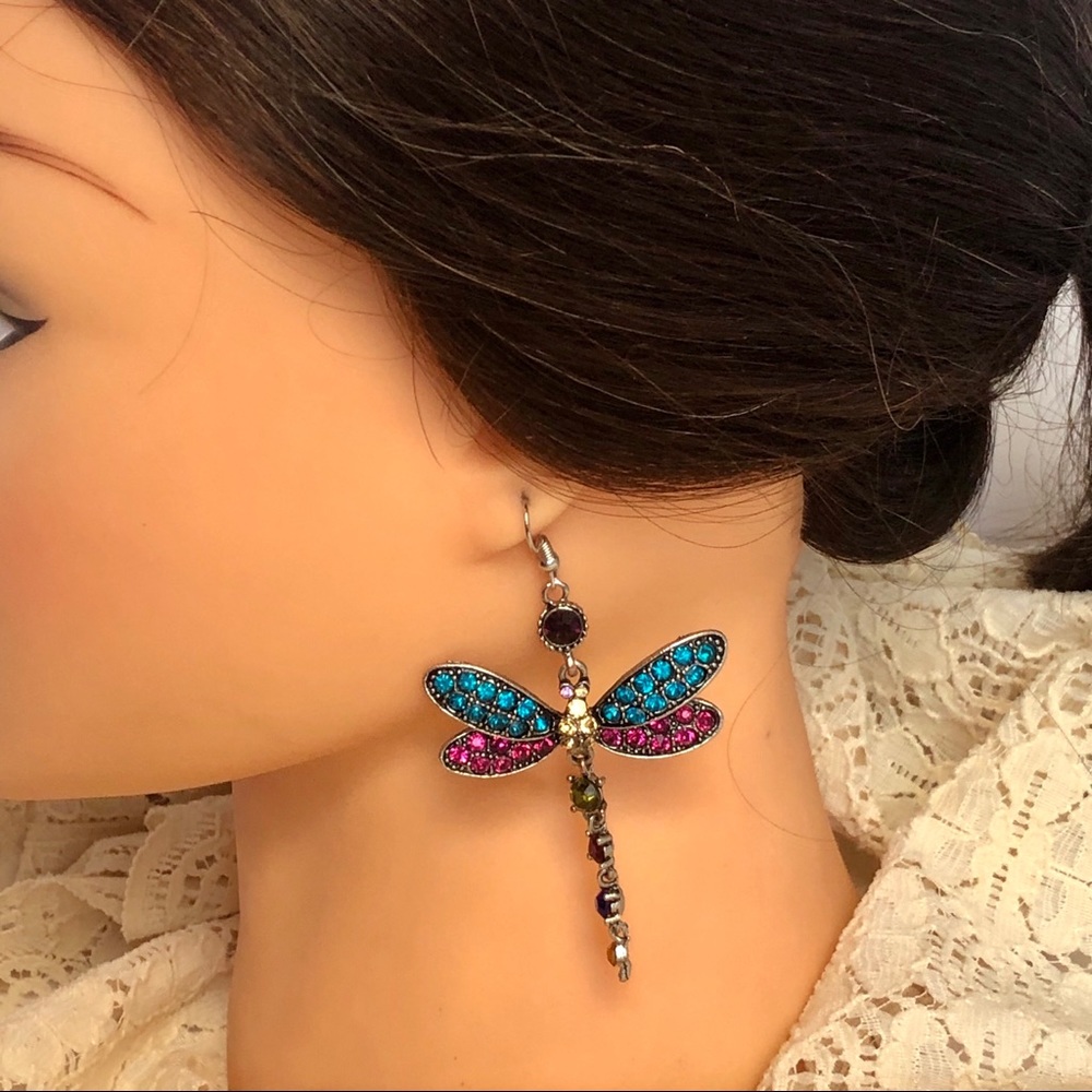 Crystal rhinestones firefly pierced earrings